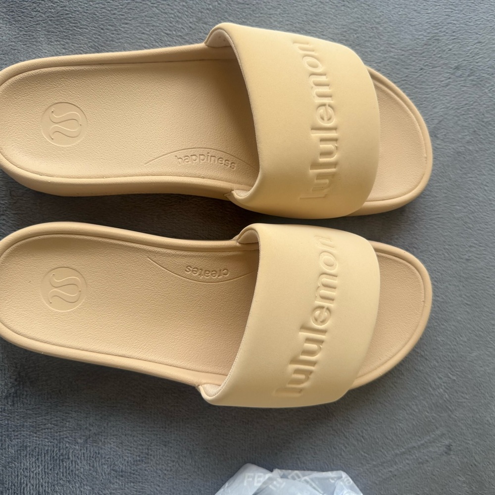 lululemon athletica Women's Tan Slide Sandals
